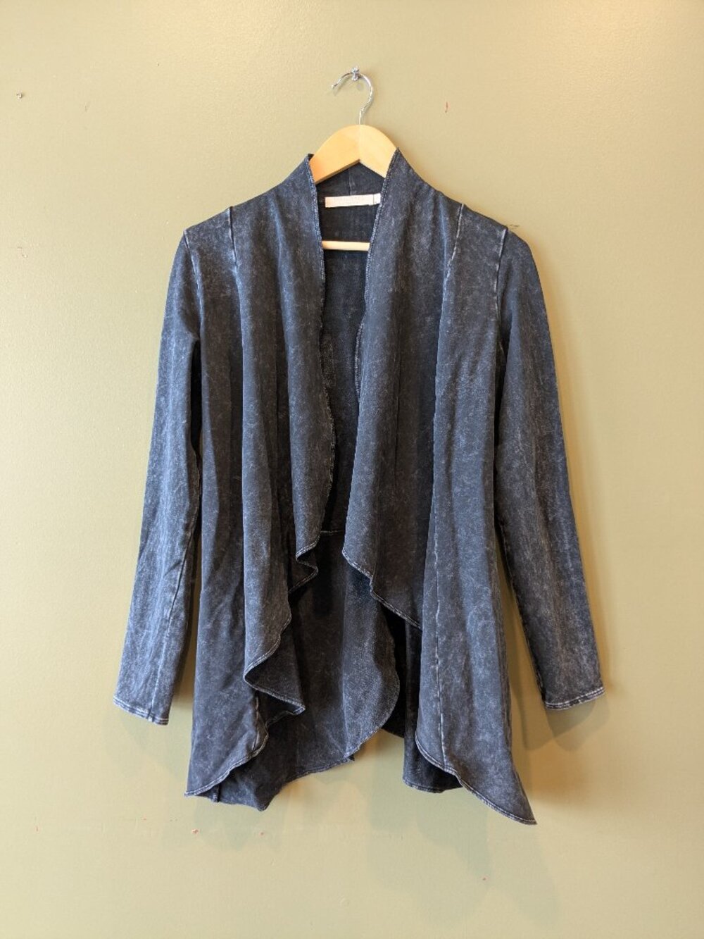 Testimony LA Acid Wash Mineral Cardigan Women Small Black Boho Grunge Steampunk